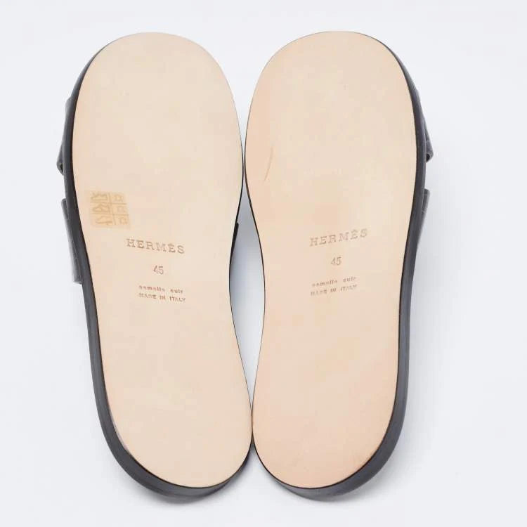 Hermès Grey Crocodile Leather Izmir Flats Size 45