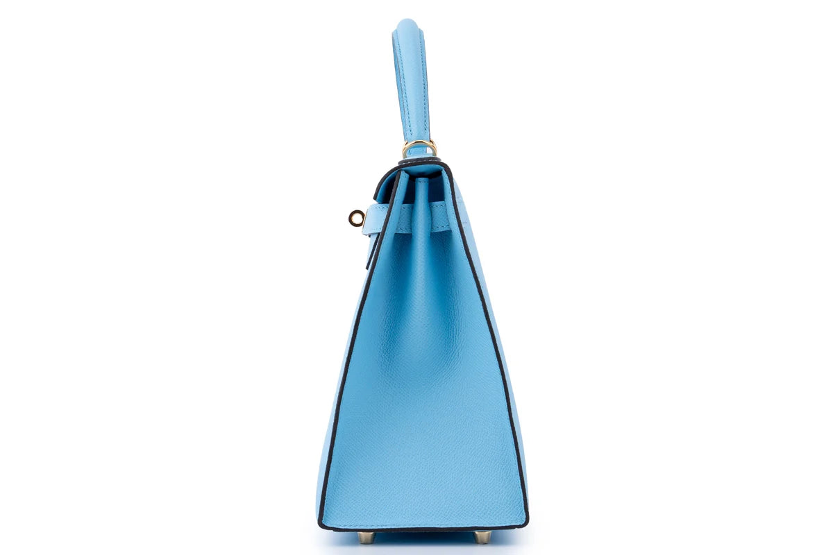 Hermès Kelly 28 Epsom Blue Celeste GHW