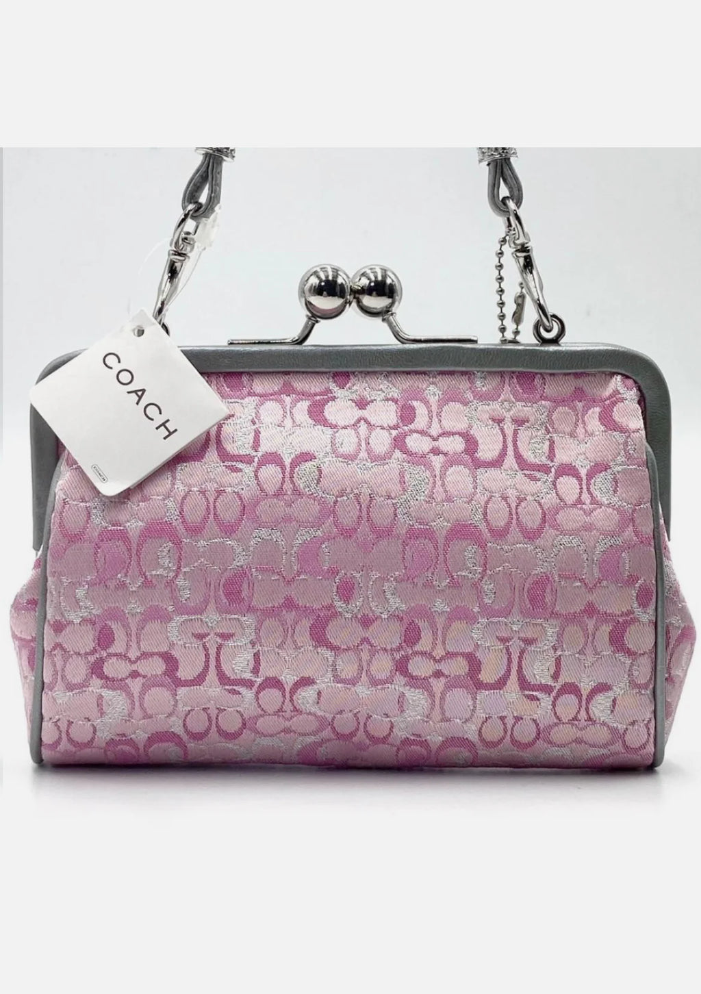 Coach Pink Canvas Leather Clutch Handbag