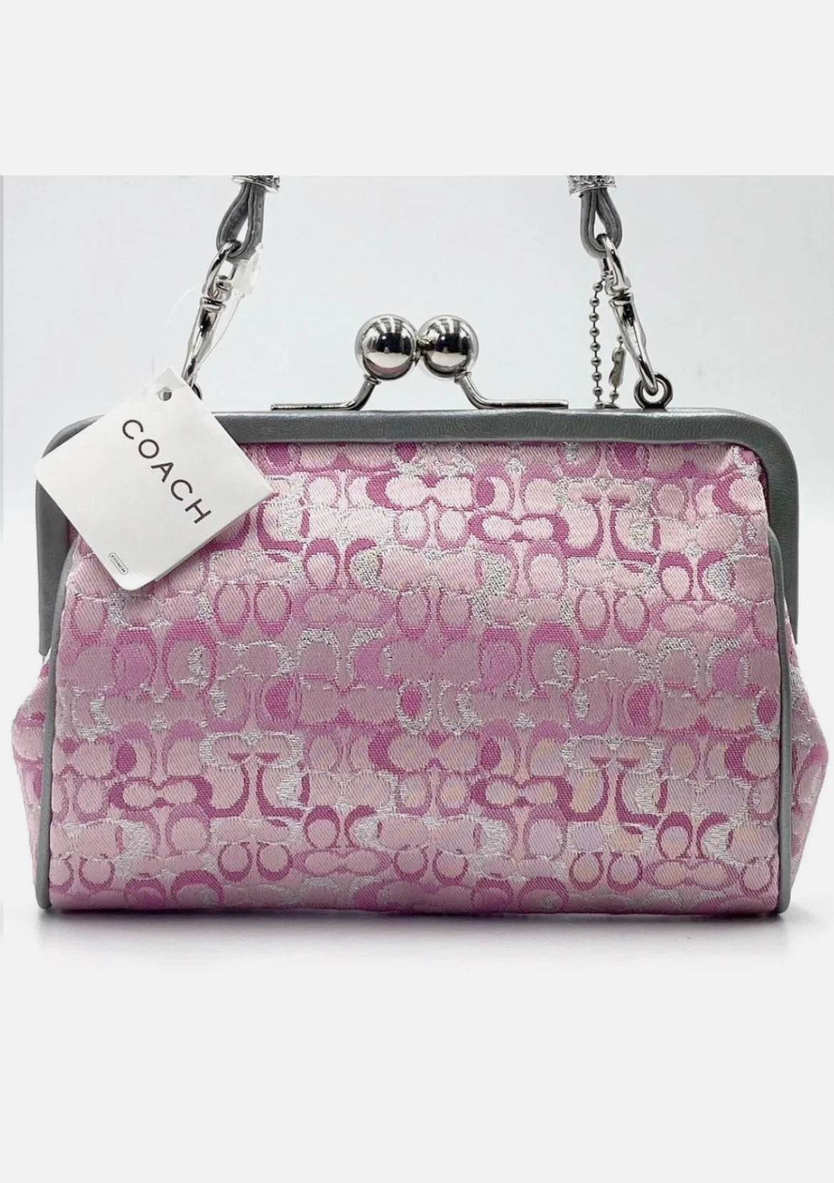 Coach Pink Canvas Leather Clutch Handbag