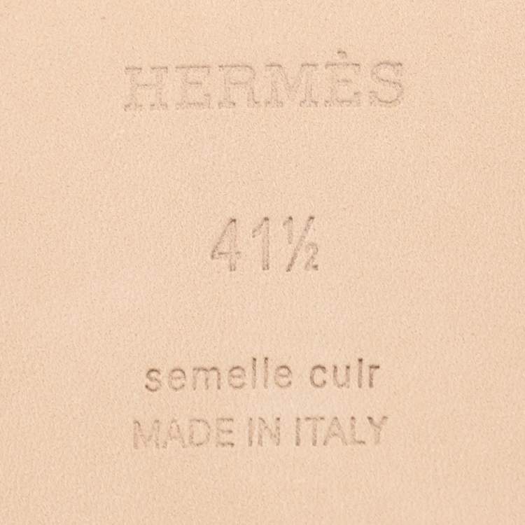 Hermes Bruyère Leather Oran Flat Sandals Size 41.5