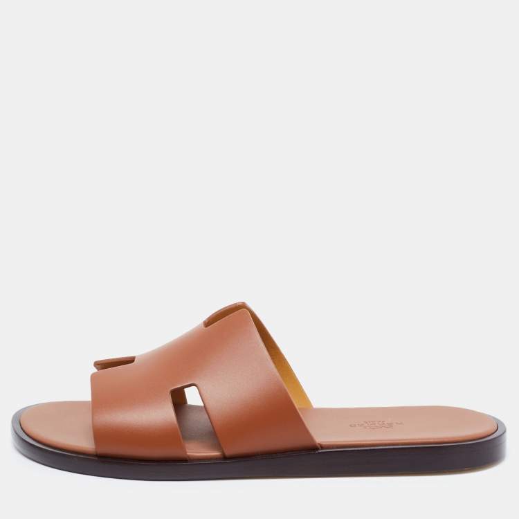 Hermes Brown Leather Izmir Sandals Size 40