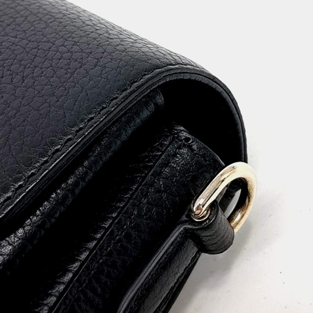 Gucci Interlocking Black Leather Chain Crossbody Bag