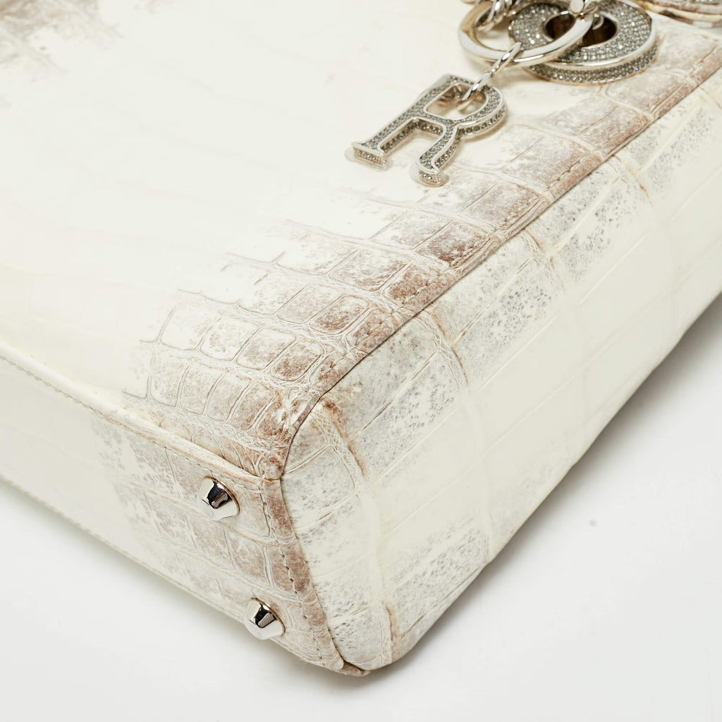 Dior Lady Dior Crystal Mini Off White Himalayan Crocodile Tote