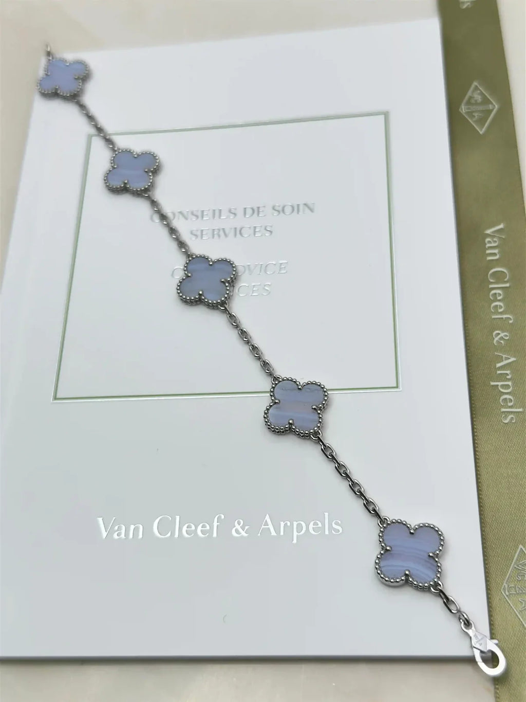 Van Cleef And Arpels Vintage Alhambra Bracelet 5 Motifs Chalcedony