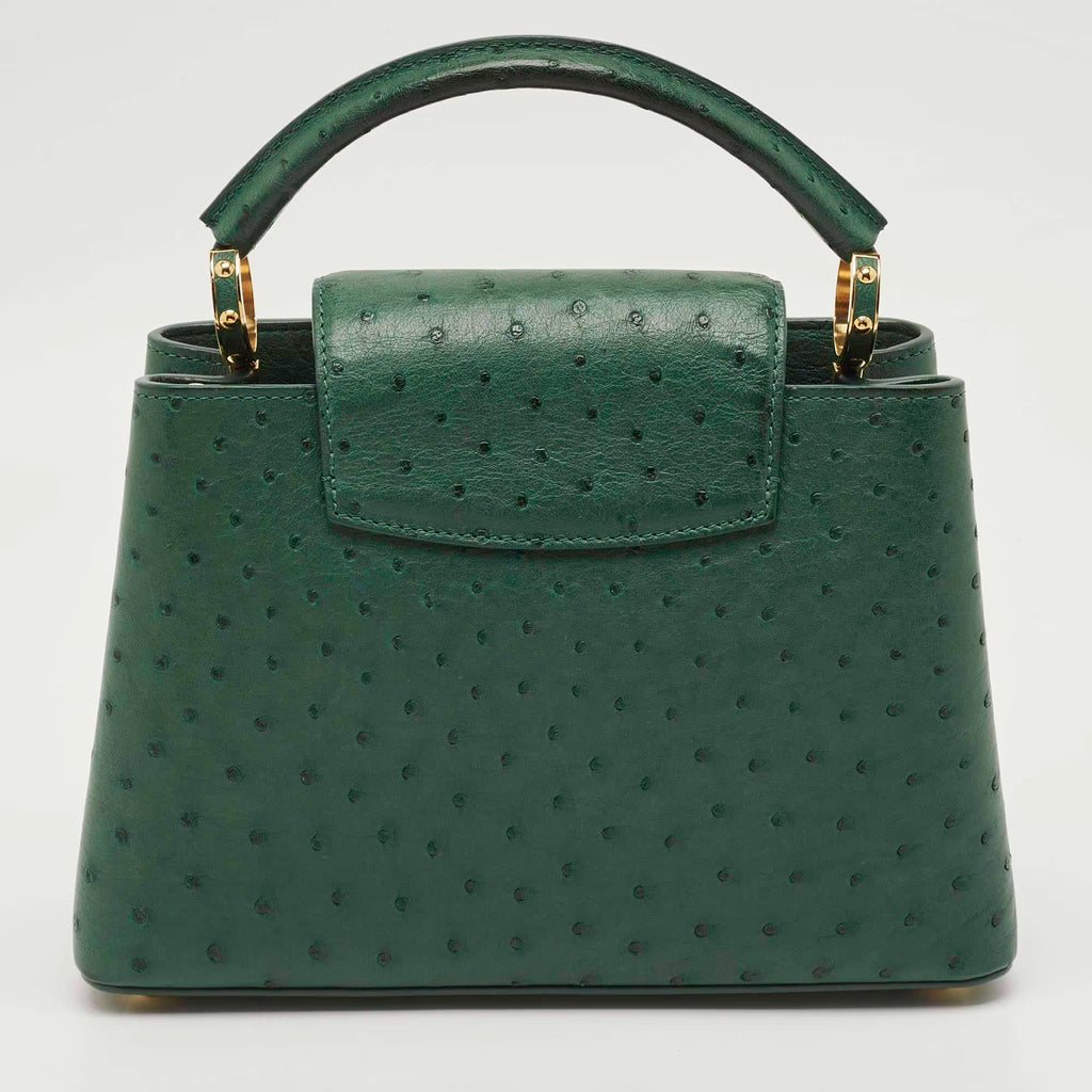 Louis Vuitton Capucines BB Green Ostrich Top Handle Bag