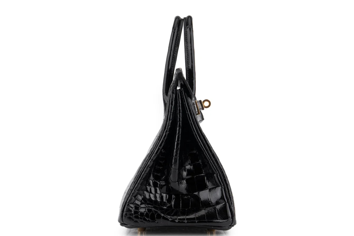 Hermès Birkin 25 Crocodile Porosus Noir GHW