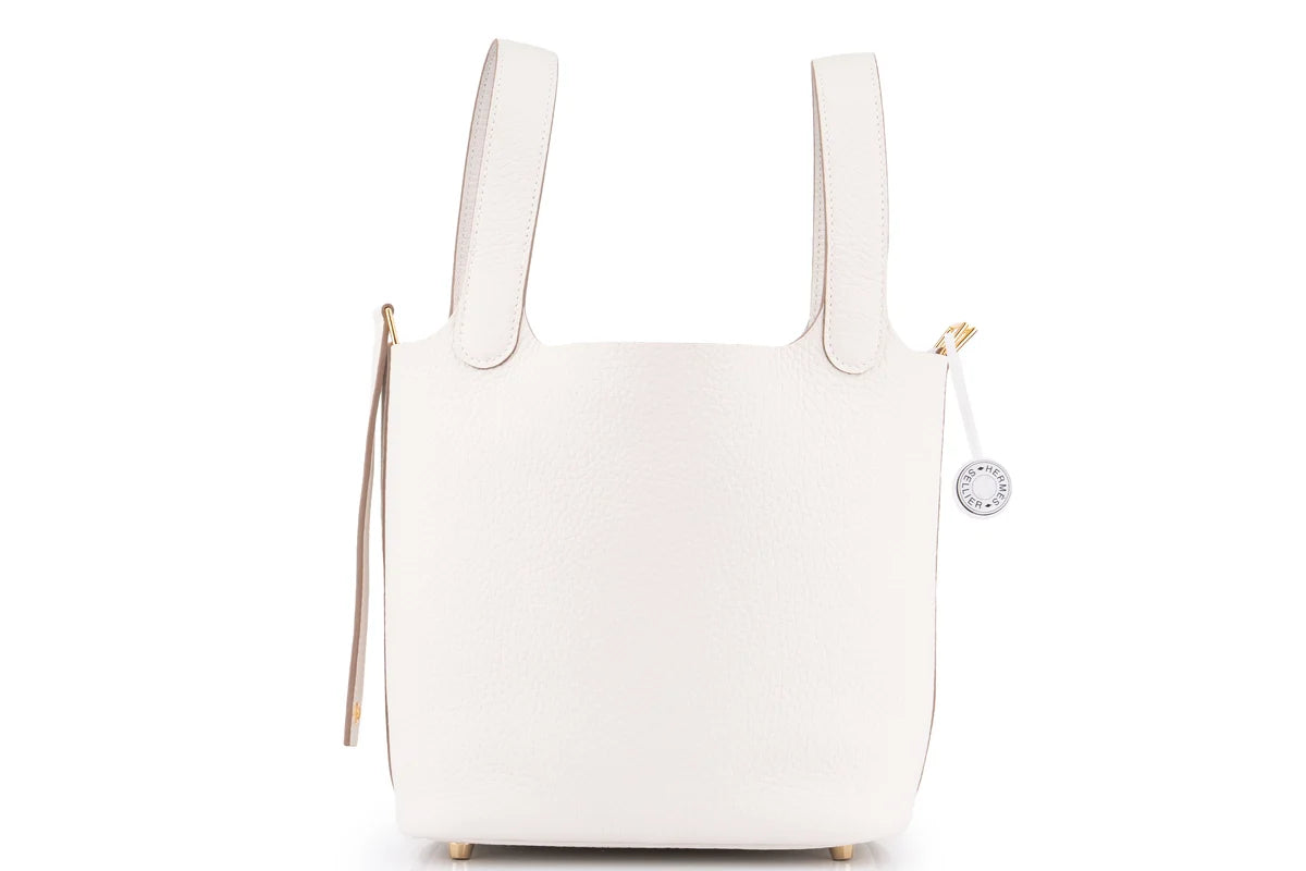 Hermès Picotin 18 Clemence Gris Pale GHW