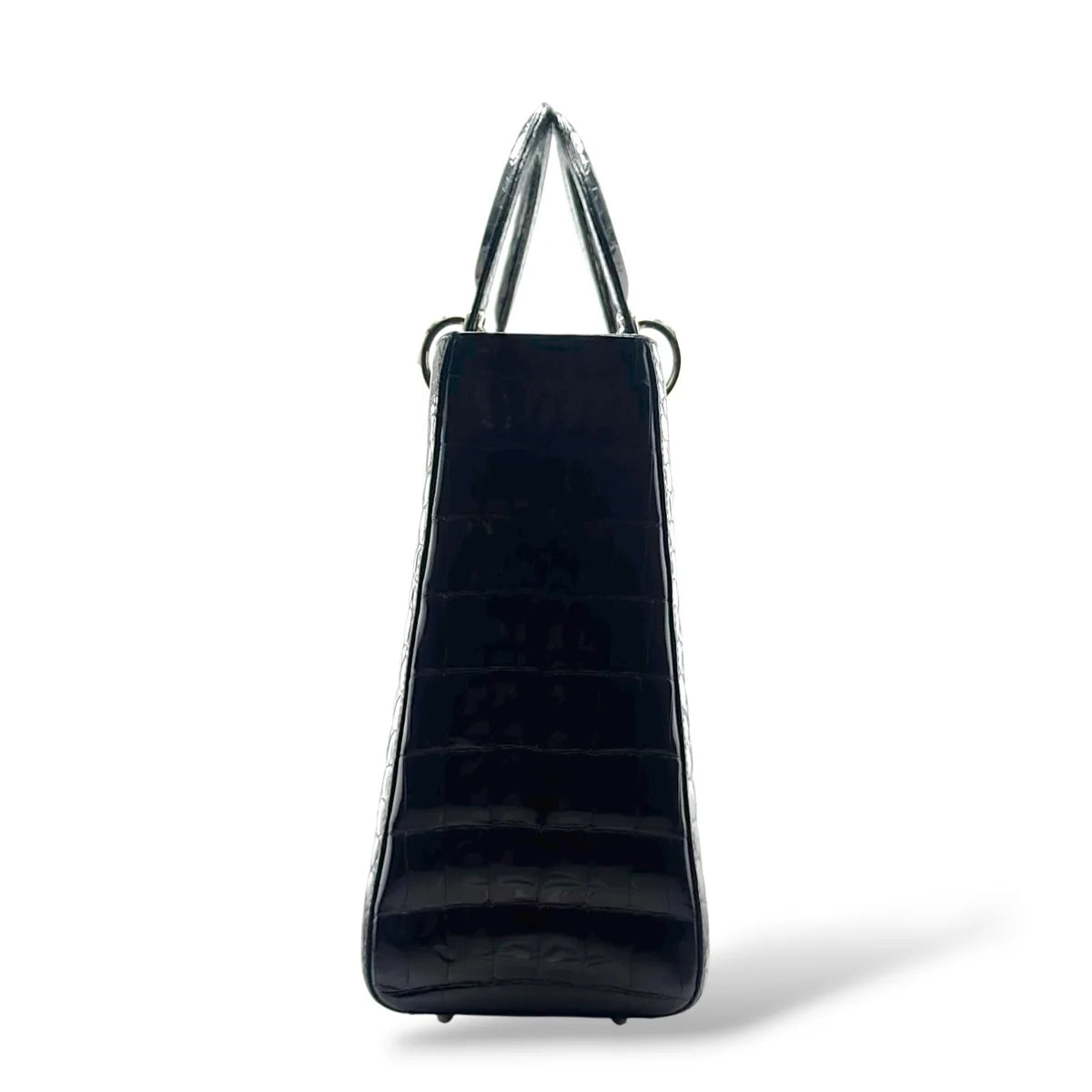 Christian Dior Black Shiny Niloticus Crocodile Large Lady Dior Bag