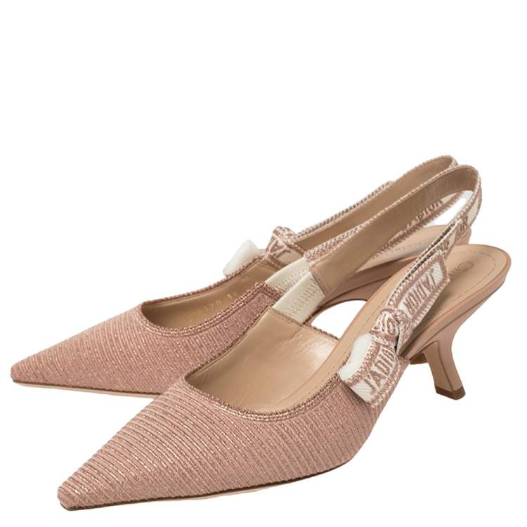 Dior Beige Metallic Technical Fabric J'Adior Slingback Sandals Size 38