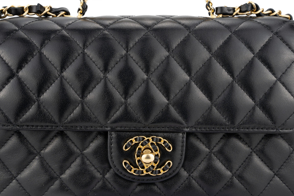 Chanel Flapbag With Handle Labmbskin Black GHW