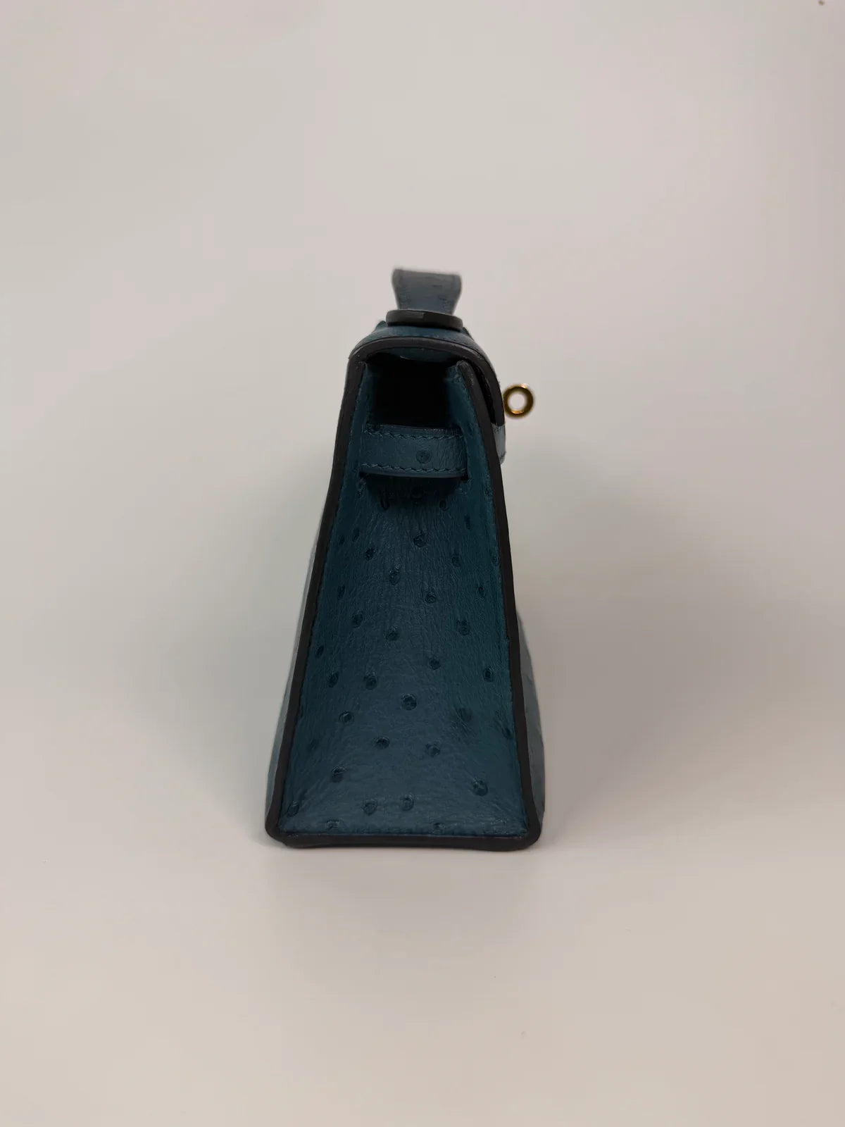 HERMÉS KELLY POCHETTE IN COLVERT OSTRICH WITH GOLD HARDWARE