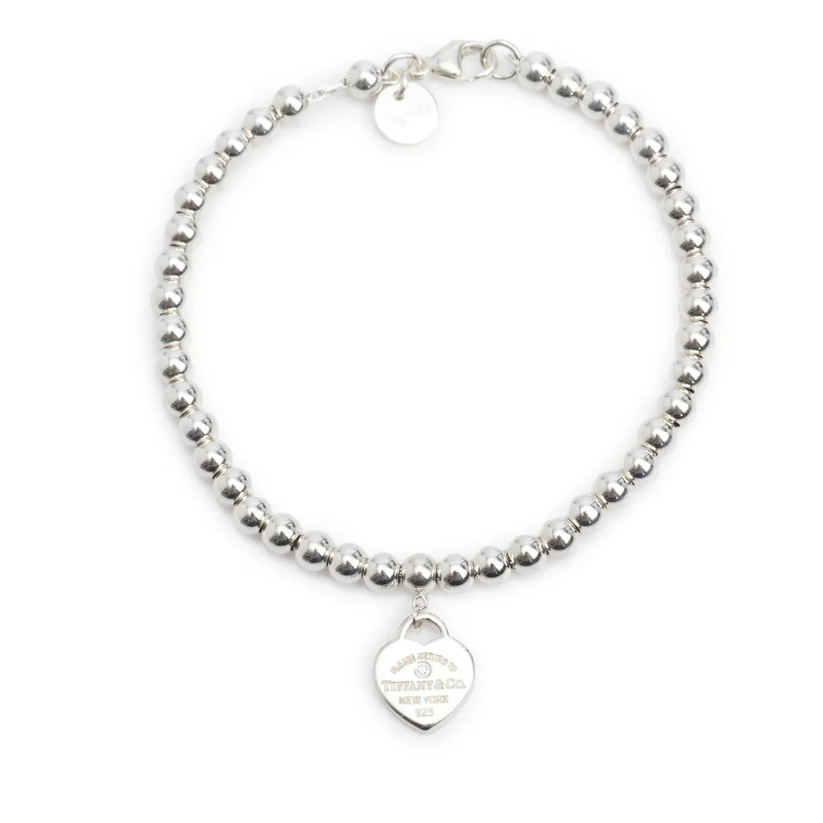 Tiffany & Co Return to Tiffany Mini Heart Tag 4 MM Bead Bracelet withe Red Enamel
