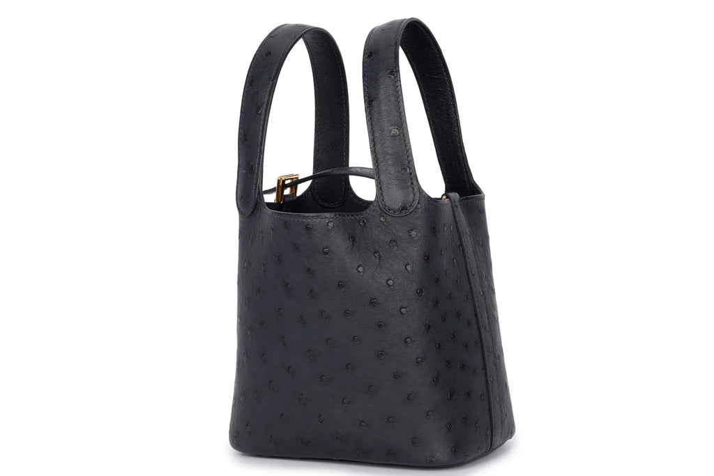 Hermès Micro Picotin Ostrich Caban PHW