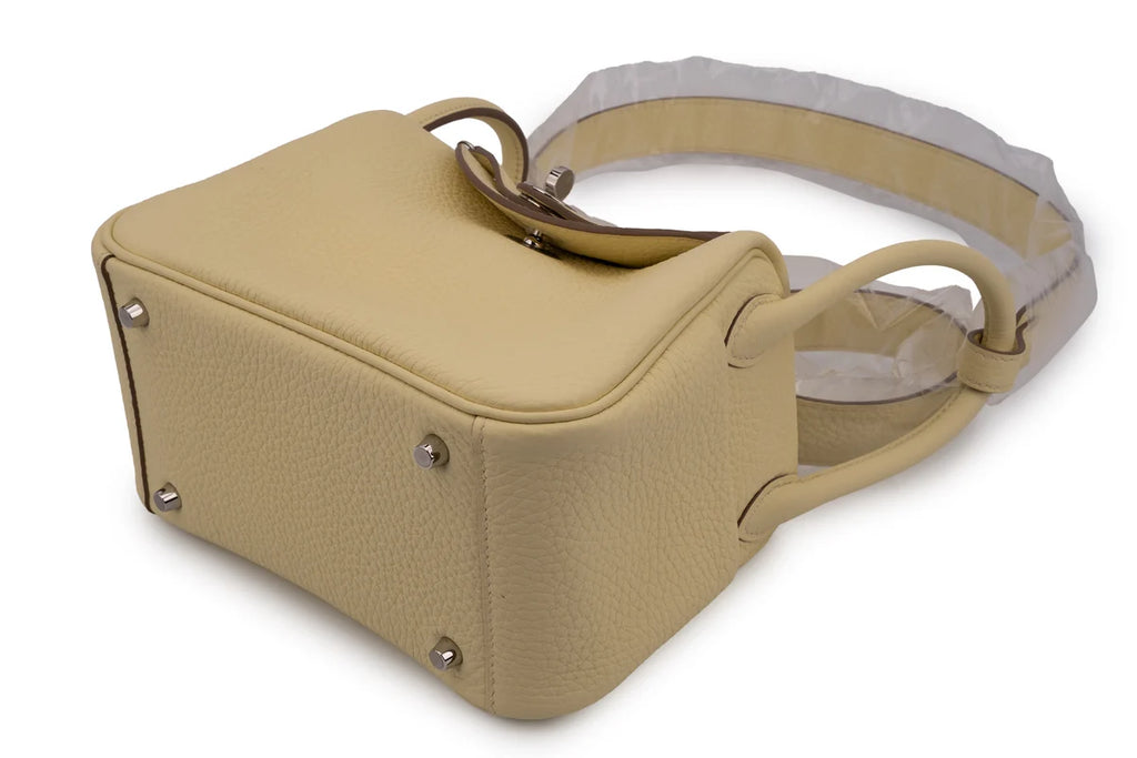 Hermès Mini Lindy Clemence Jaune Milton PHW