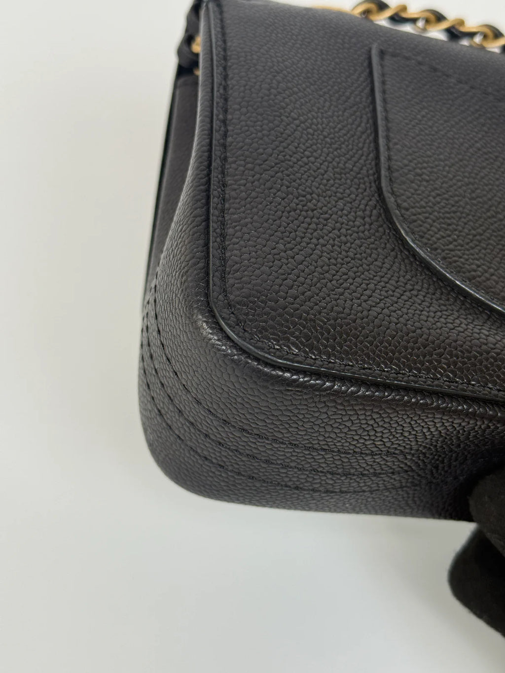 CHANEL MEDIUM PURE TIMELESS FLAP BLACK IN BLACK CAVIAR LEATHER WITH GOLD HARDWARE