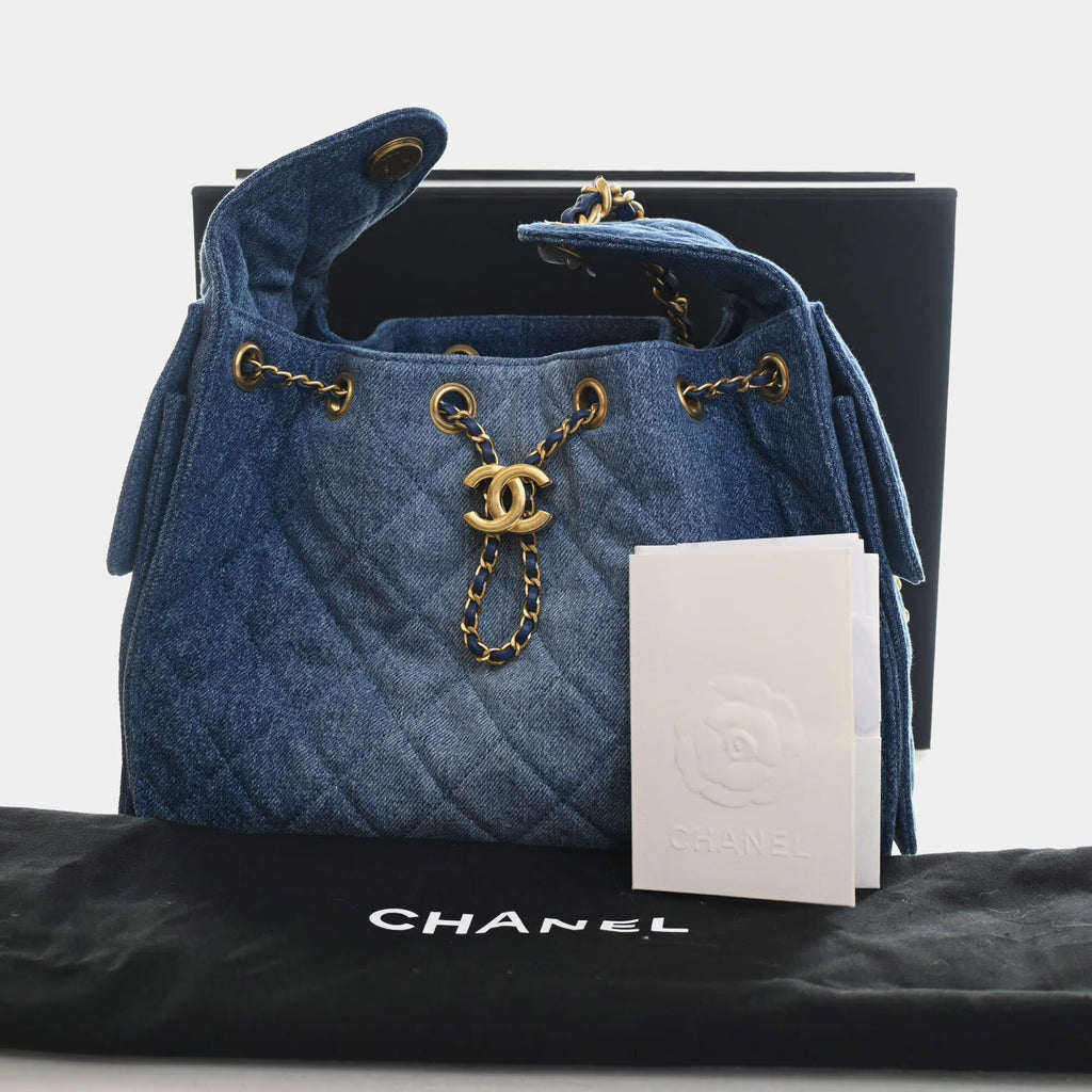 Chanel Small 25 Blue Washed Denim Hobo Bag