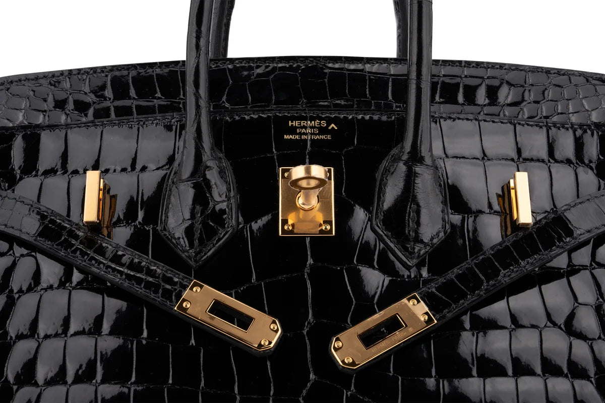 Hermès Birkin 25 Crocodile Porosus Noir GHW