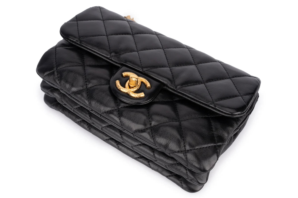 Chanel Accordion Crush Flap Black Lambskin GHW