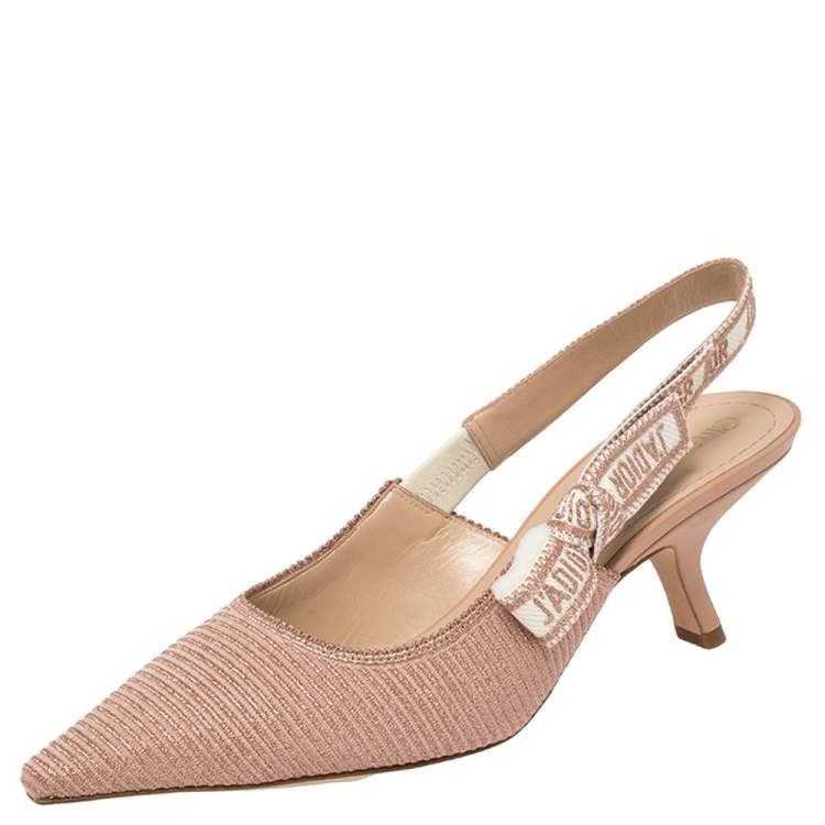 Dior Beige Metallic Technical Fabric J'Adior Slingback Sandals Size 38