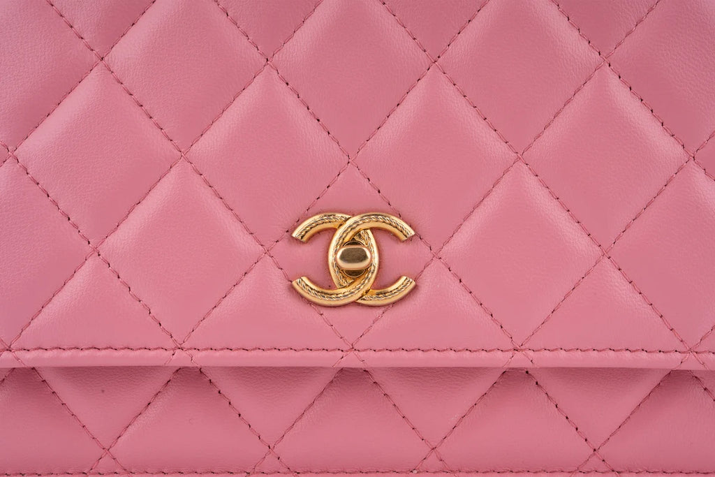 Chanel Quilted Top Handle WOC Lambskin Pink GHW