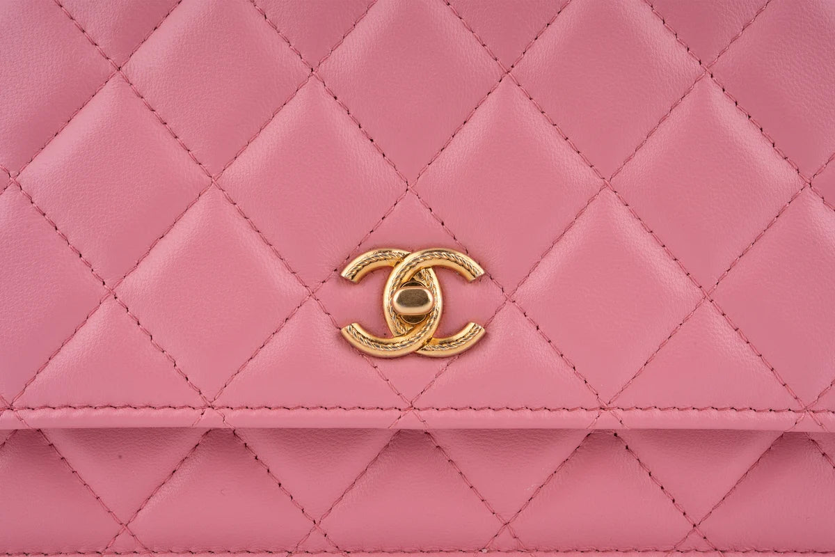 Chanel Quilted Top Handle WOC Lambskin Pink GHW