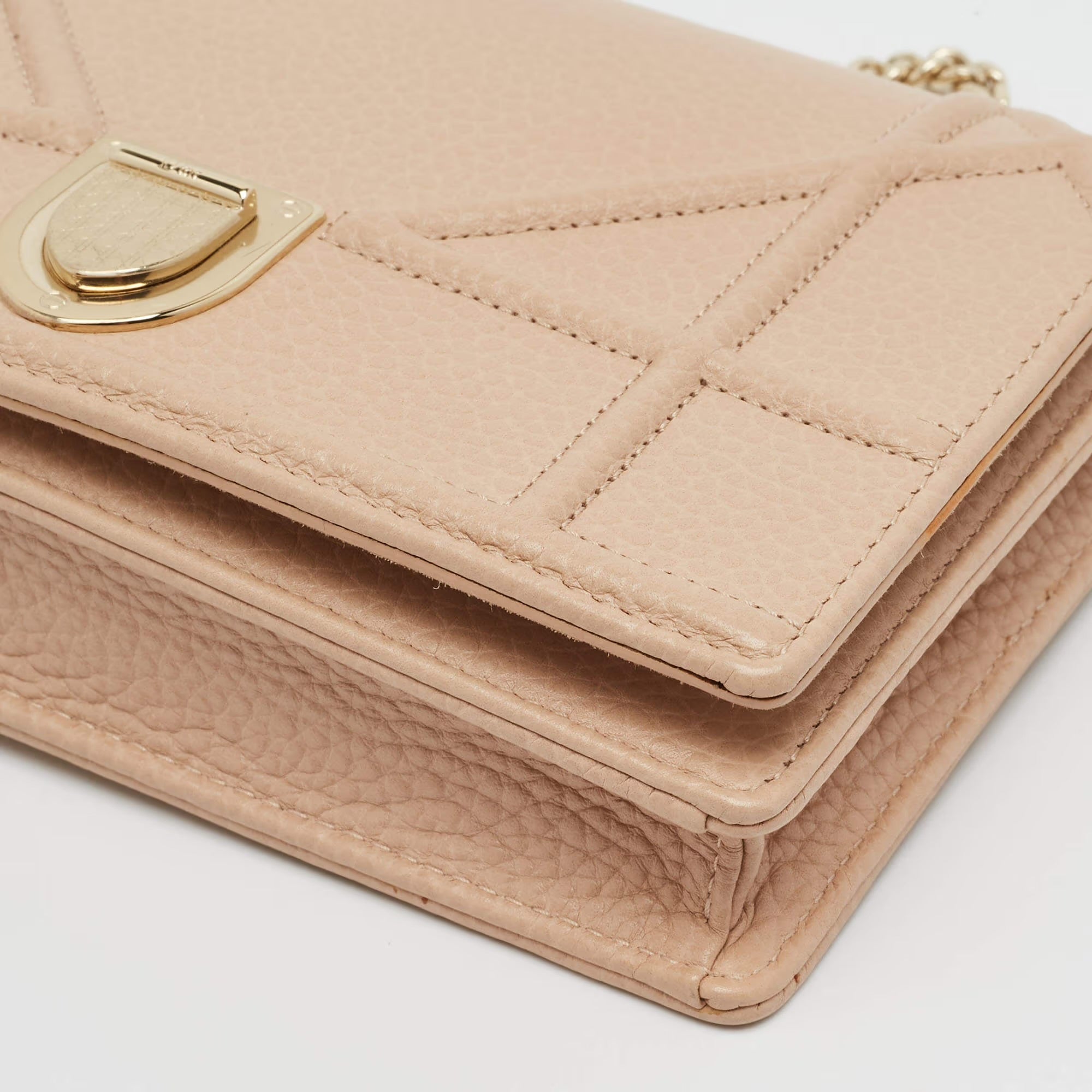 Dior Diorama Beige Cannage Leather Wallet on Chain