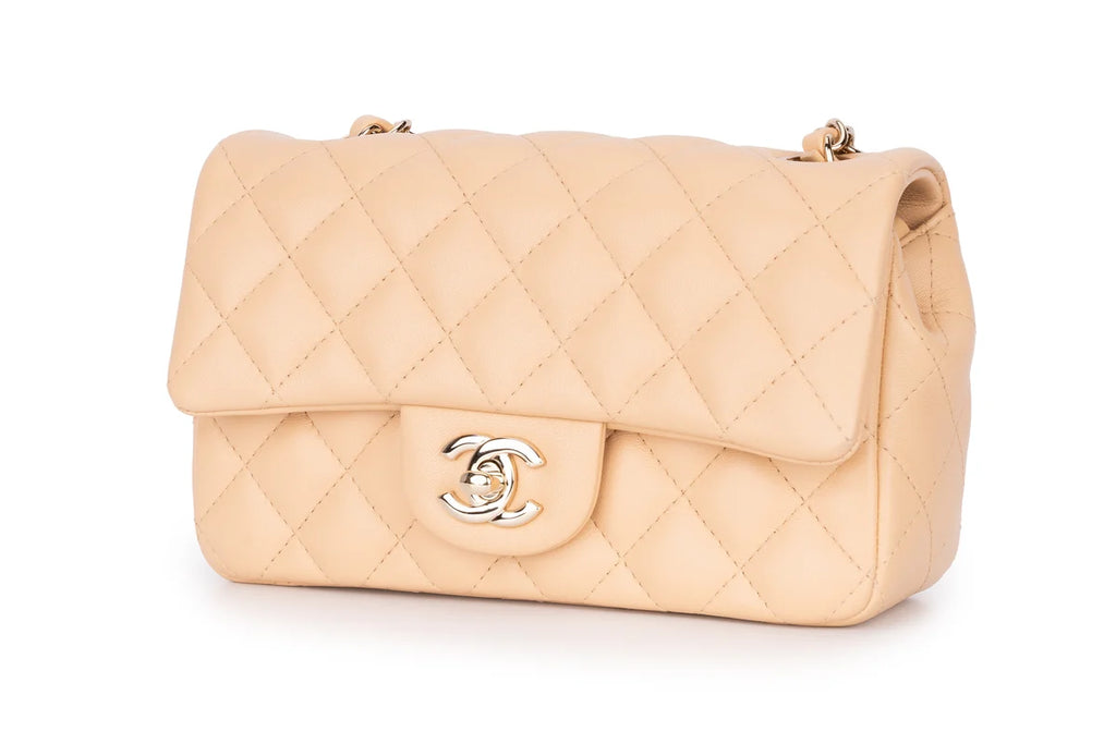 Chanel Mini Rectangle Flap Lambskin Beige LGHW