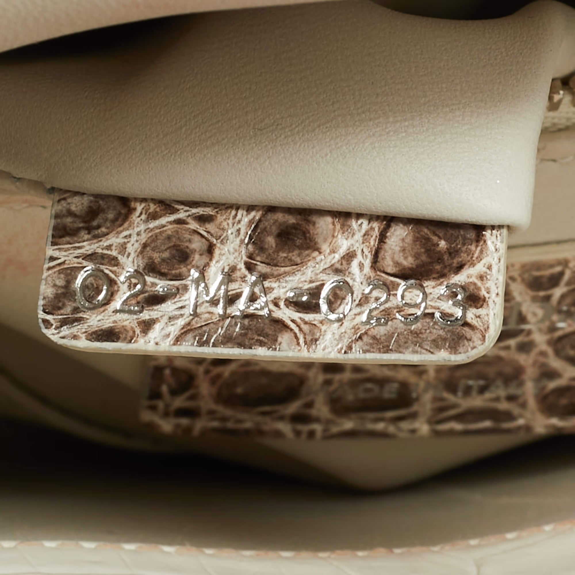 Dior Lady Dior Crystal Mini Off White Himalayan Crocodile Tote