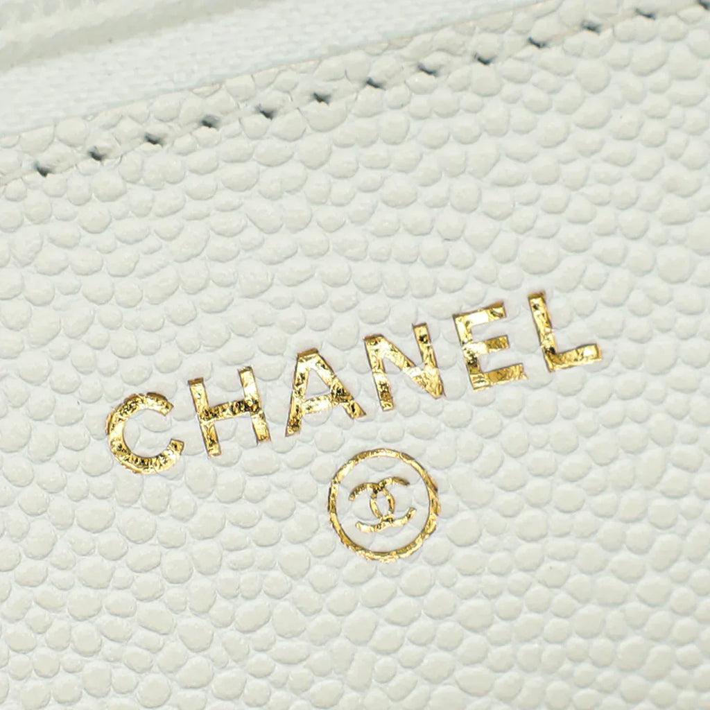 Chanel CC Classic Wallet on Chain White