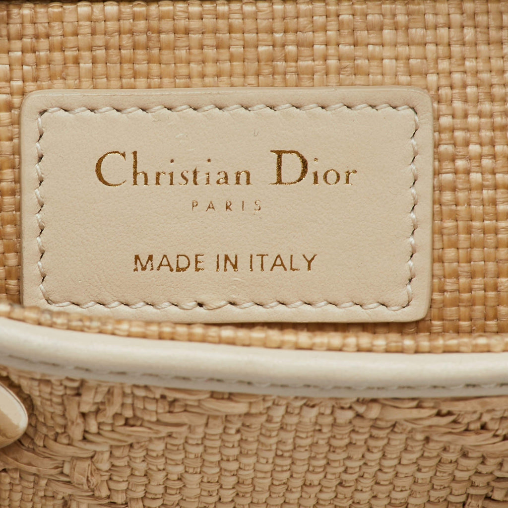 Dior Lady D-Joy Small Beige/Cream Leather and Raffia Tote