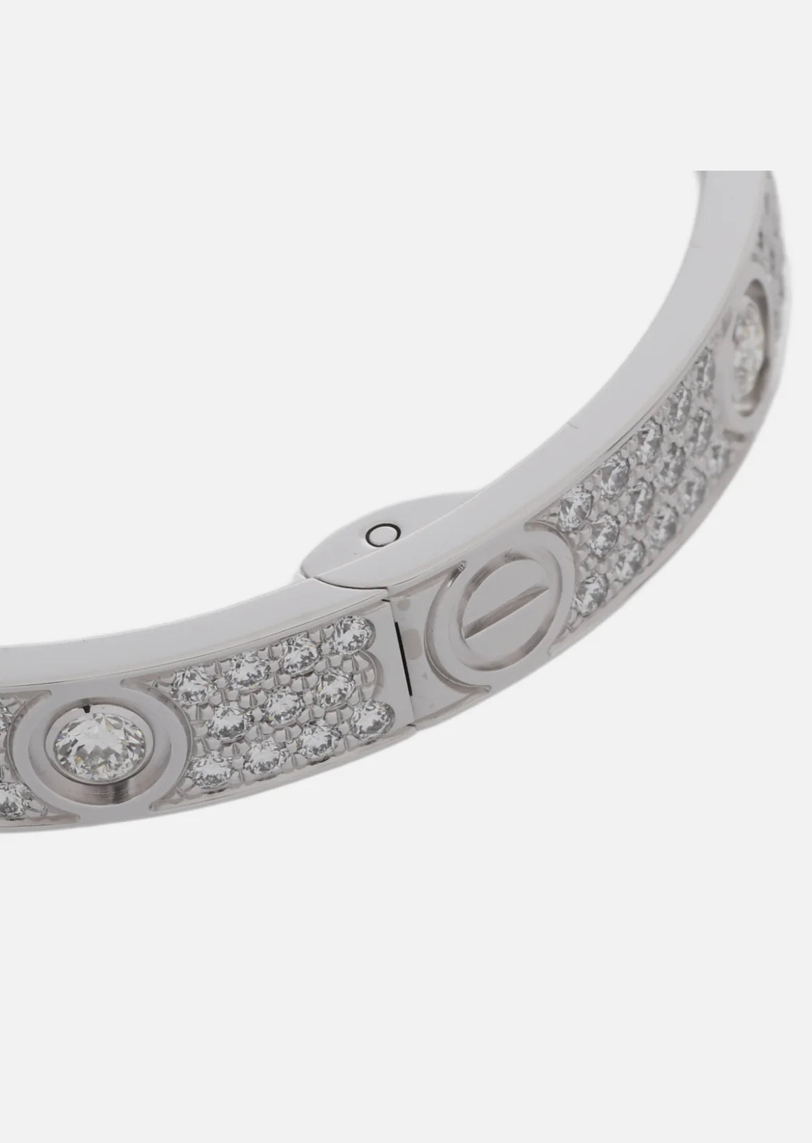 CARTIER Love Bracelet Full Pave Diamond In 18K White Gold Size 16