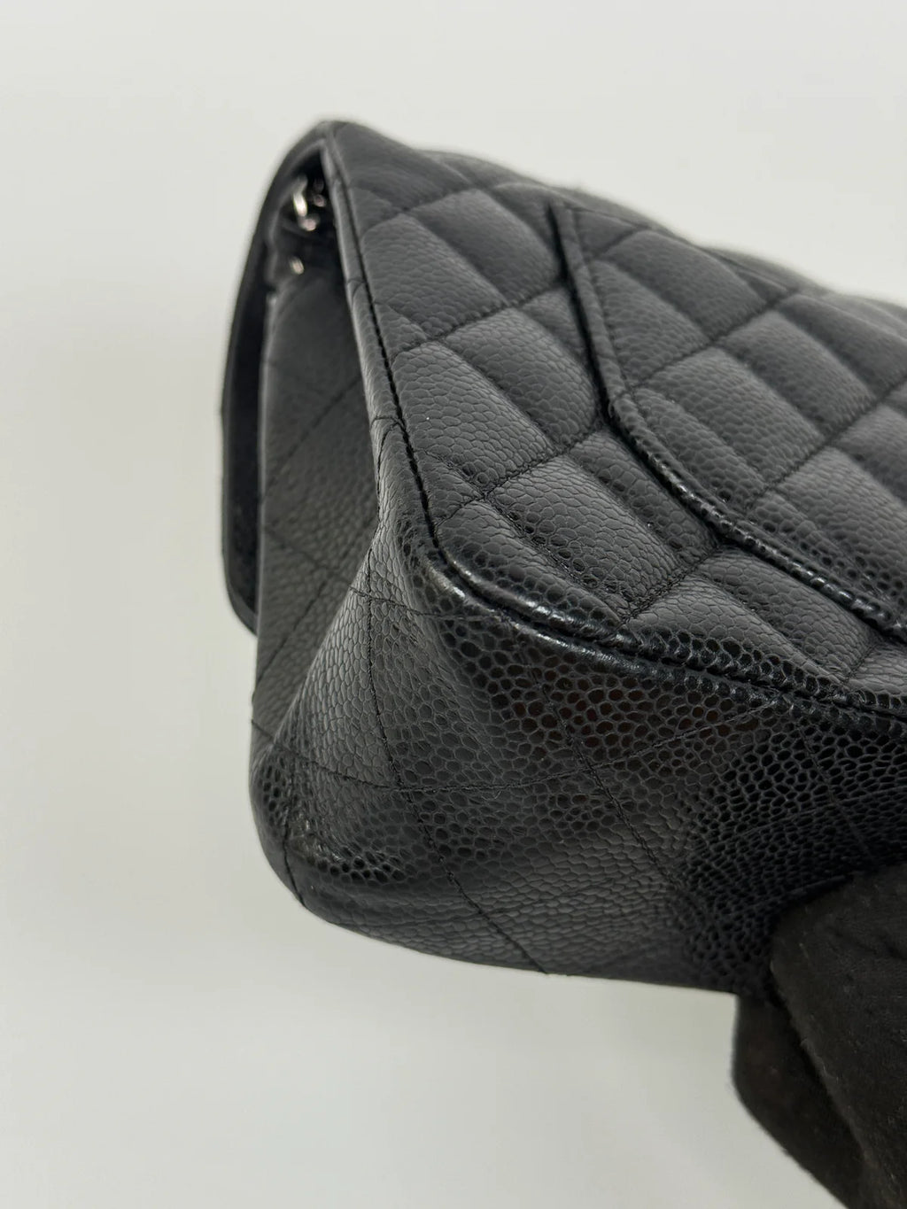 CHANEL SMALL CLASSIC DOUBLE FLAP IN BLACK CAVIAR LEATHER WITH SILVER HARDWARE