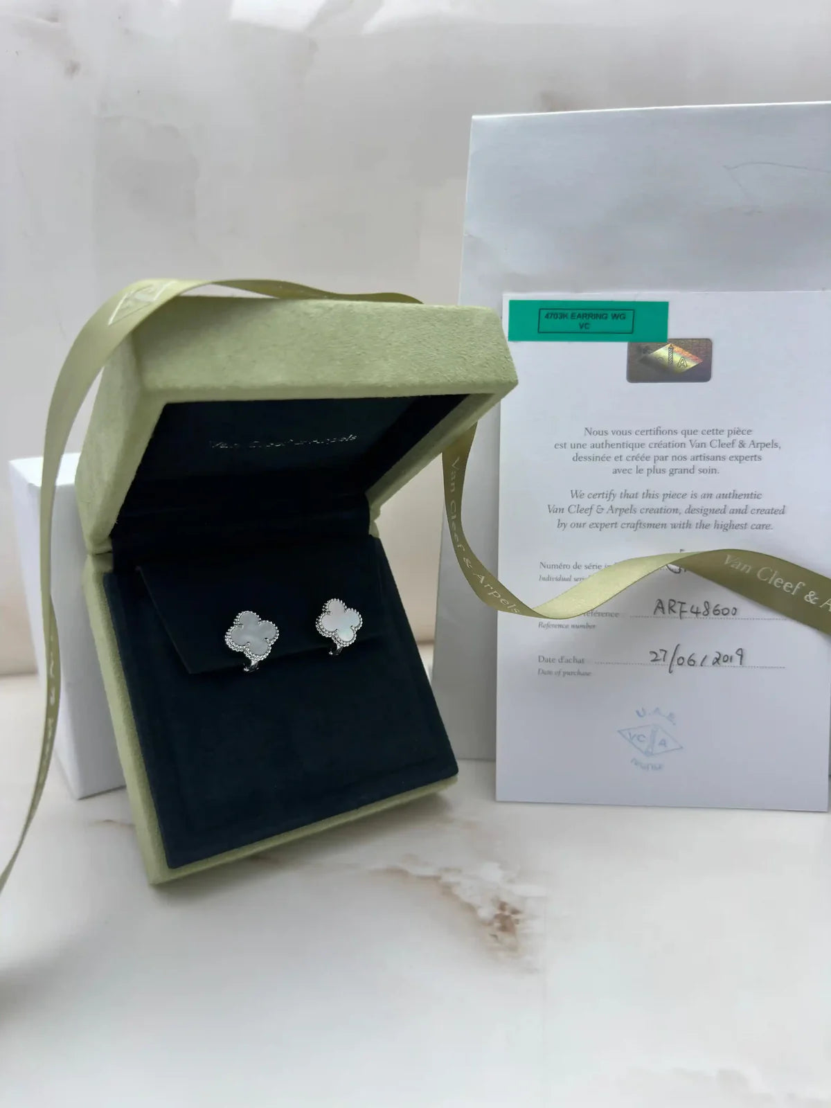 Van Cleef And Arpels Vintage Alhambra Earrings White Mother Of Pearl