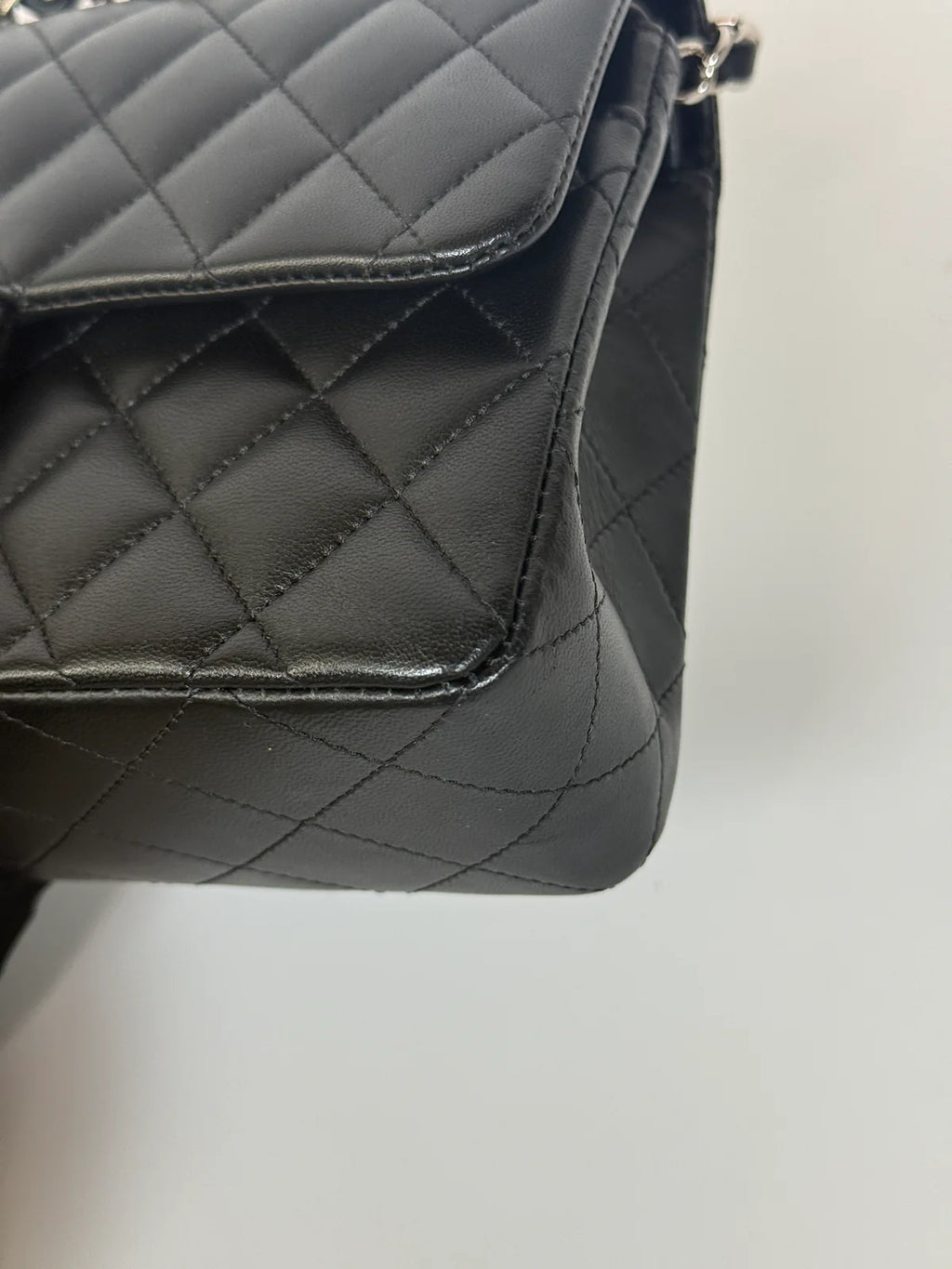 CHANEL SMALL CLASSIC DOUBLE FLAP IN BLACK LAMBSKIN LEATHER WITH SILVER HARDWARE