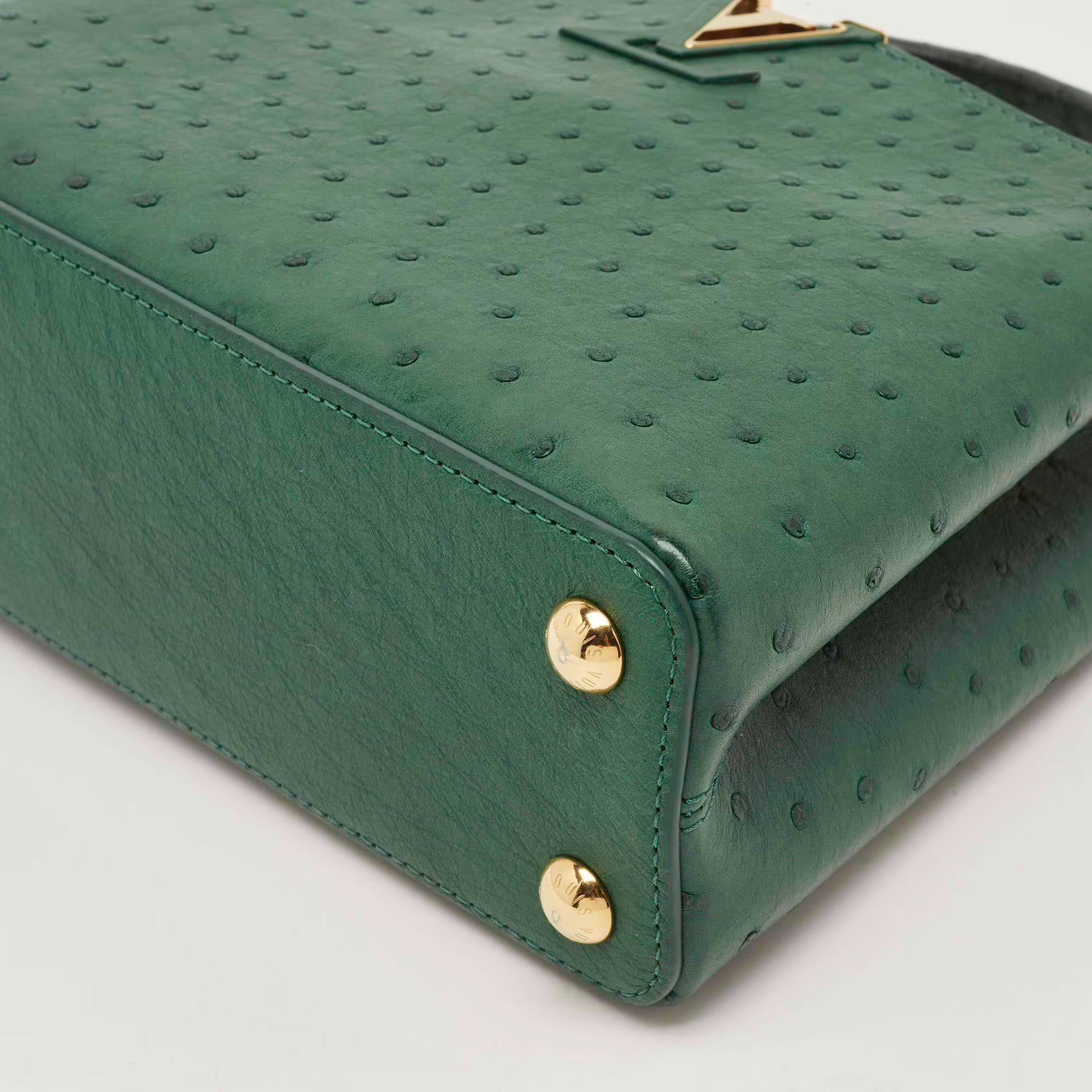 Louis Vuitton Capucines BB Green Ostrich Top Handle Bag