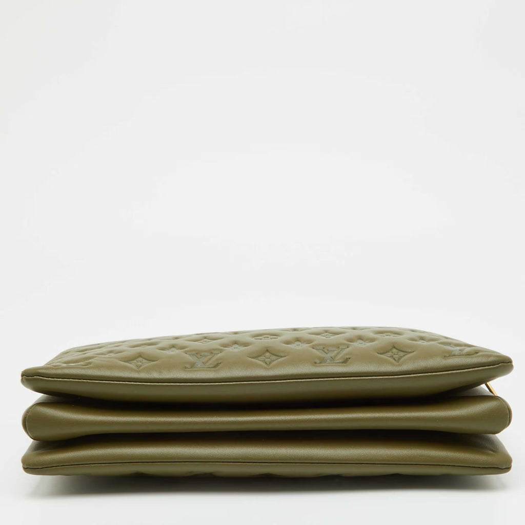 Louis Vuitton Coussin MM Khaki Monogram Embossed Leather Bag