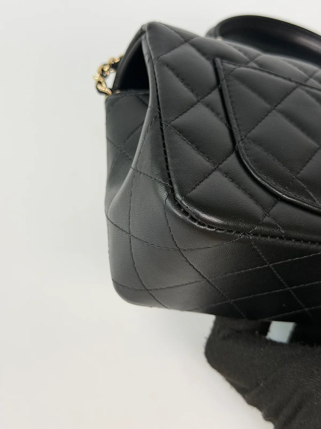 CHANEL MINI RECTANGLE TOP HANDLE IN BLACK LAMBSKIN LEATHER WITH PALE GOLD HARDWARE
