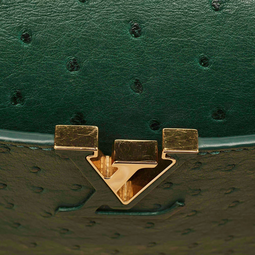 Louis Vuitton Capucines BB Green Ostrich Top Handle Bag