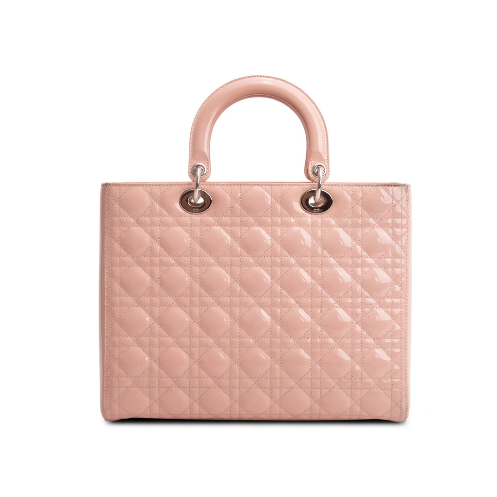 Dior Pink Cannage Patent Leather Large Lady Dior