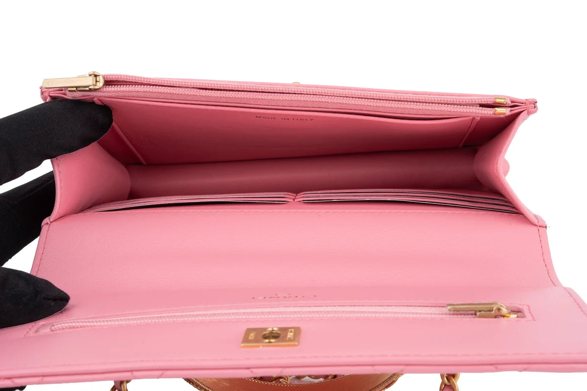Chanel Quilted Top Handle WOC Lambskin Pink GHW