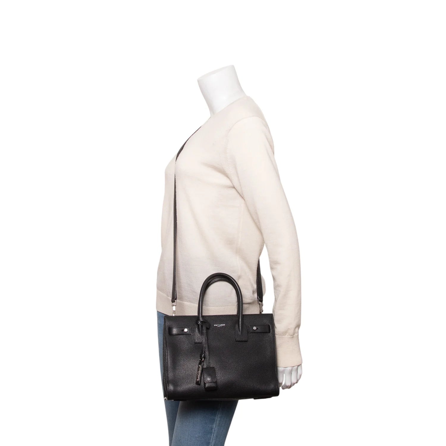 Saint Laurent Black Grained Leather Baby Sac De Jour