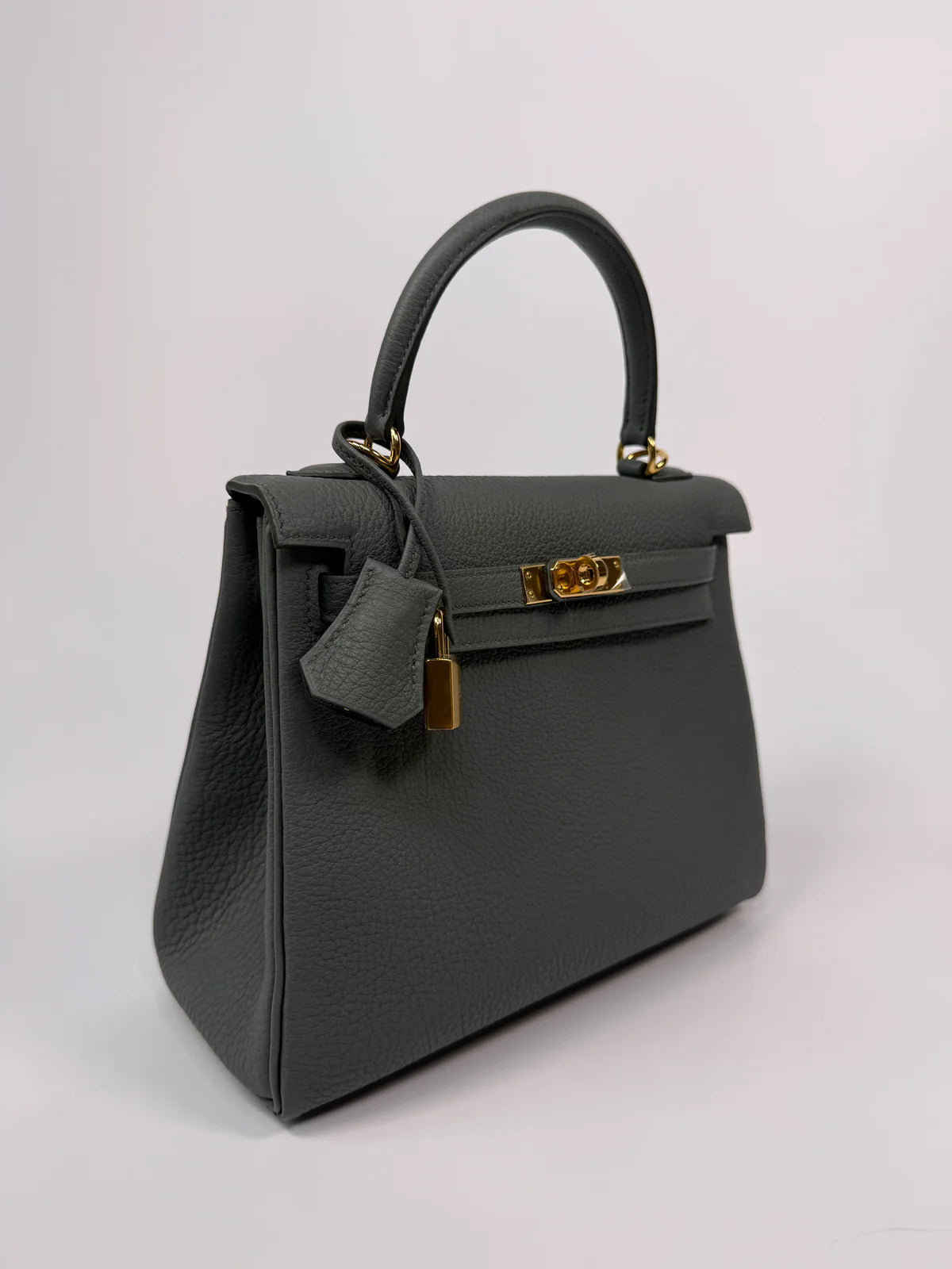 HERMÈS KELLY 25 IN VERT AMANDE TOGO LEATHER WITH GOLD HARDWARE