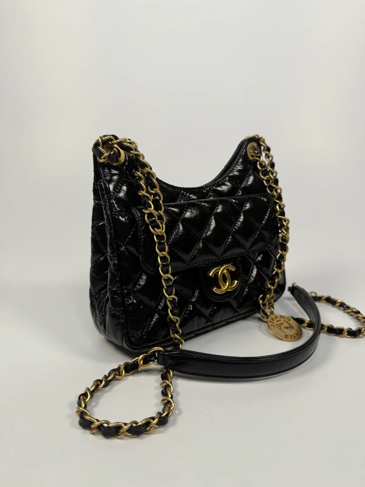 CHANEL MINI QUILTED MEDALLION SHOULDER BAG WITH GOLD HARDWARE