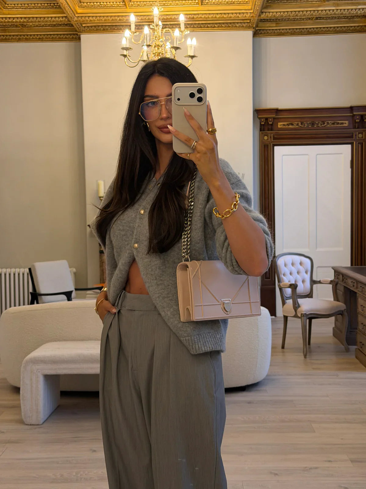 CHRISTIAN DIOR MEDIUM DIORAMA BAG IN BLUSH PINK LEATHER WITH SILVER HARDWARE
