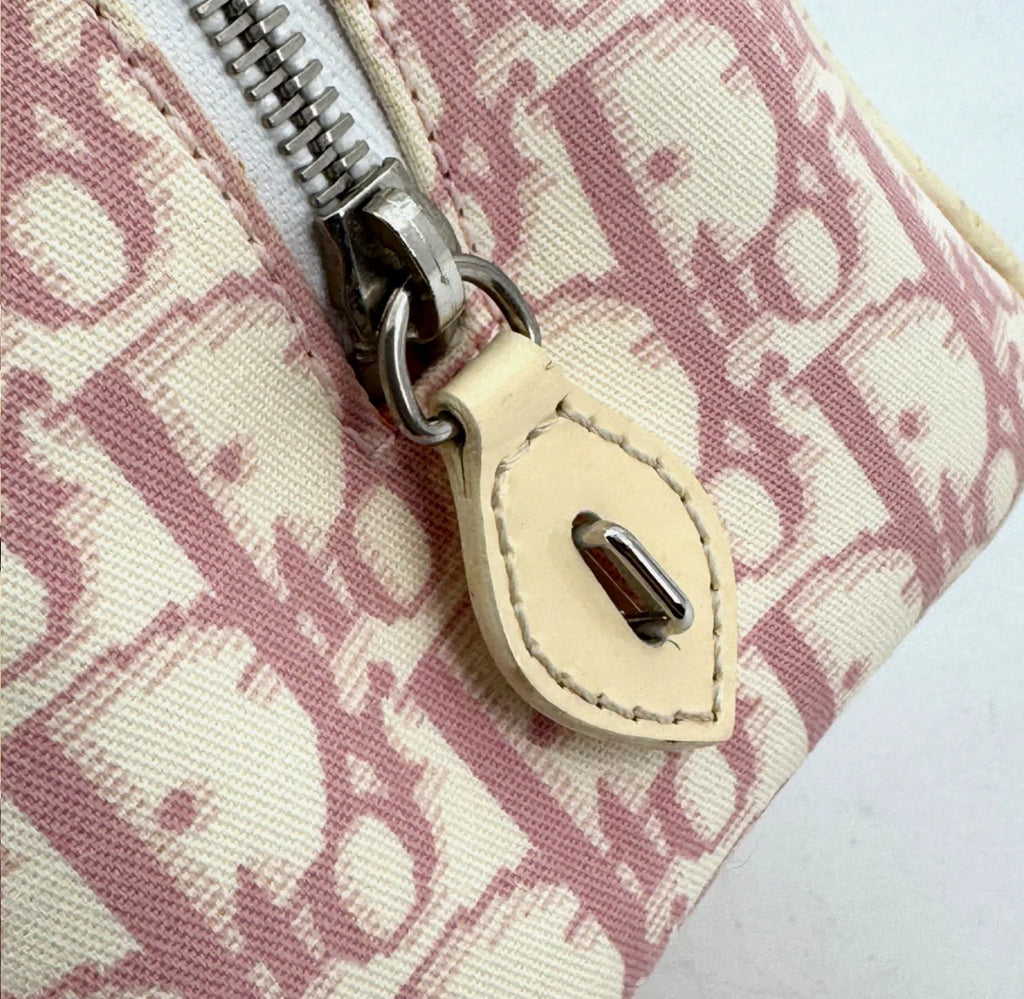 DIOR Pink Trotter Hand Mini Boston Bag Canvas Leather