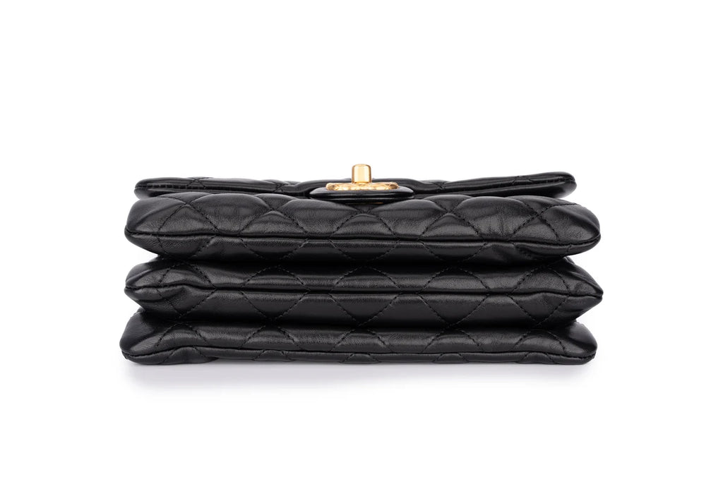 Chanel Accordion Crush Flap Black Lambskin GHW