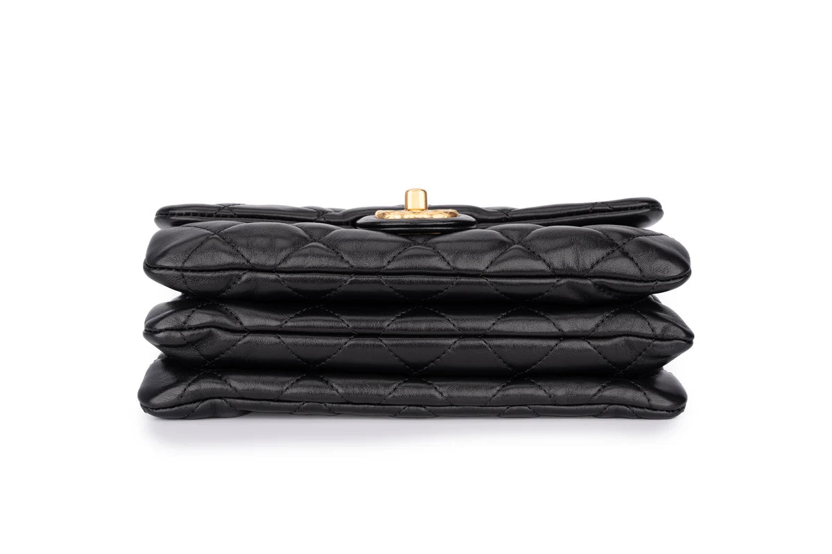 Chanel Accordion Crush Flap Black Lambskin GHW