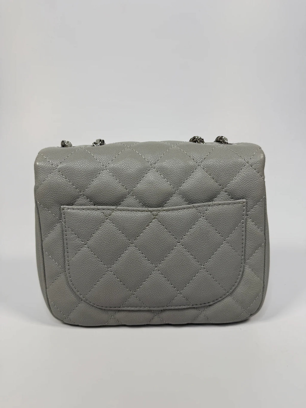 CHANEL MINI FLAP BAG IN GLACIER GREY CAVIAR LEATHER WITH SILVER HARDWARE