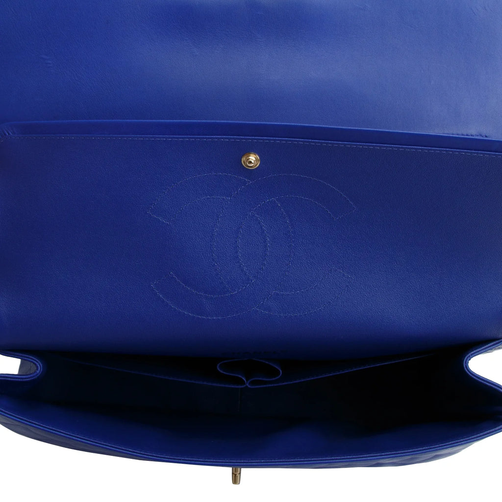 Chanel Blue Quilted Lambskin Leather Classic Maxi Double Flap Bag
